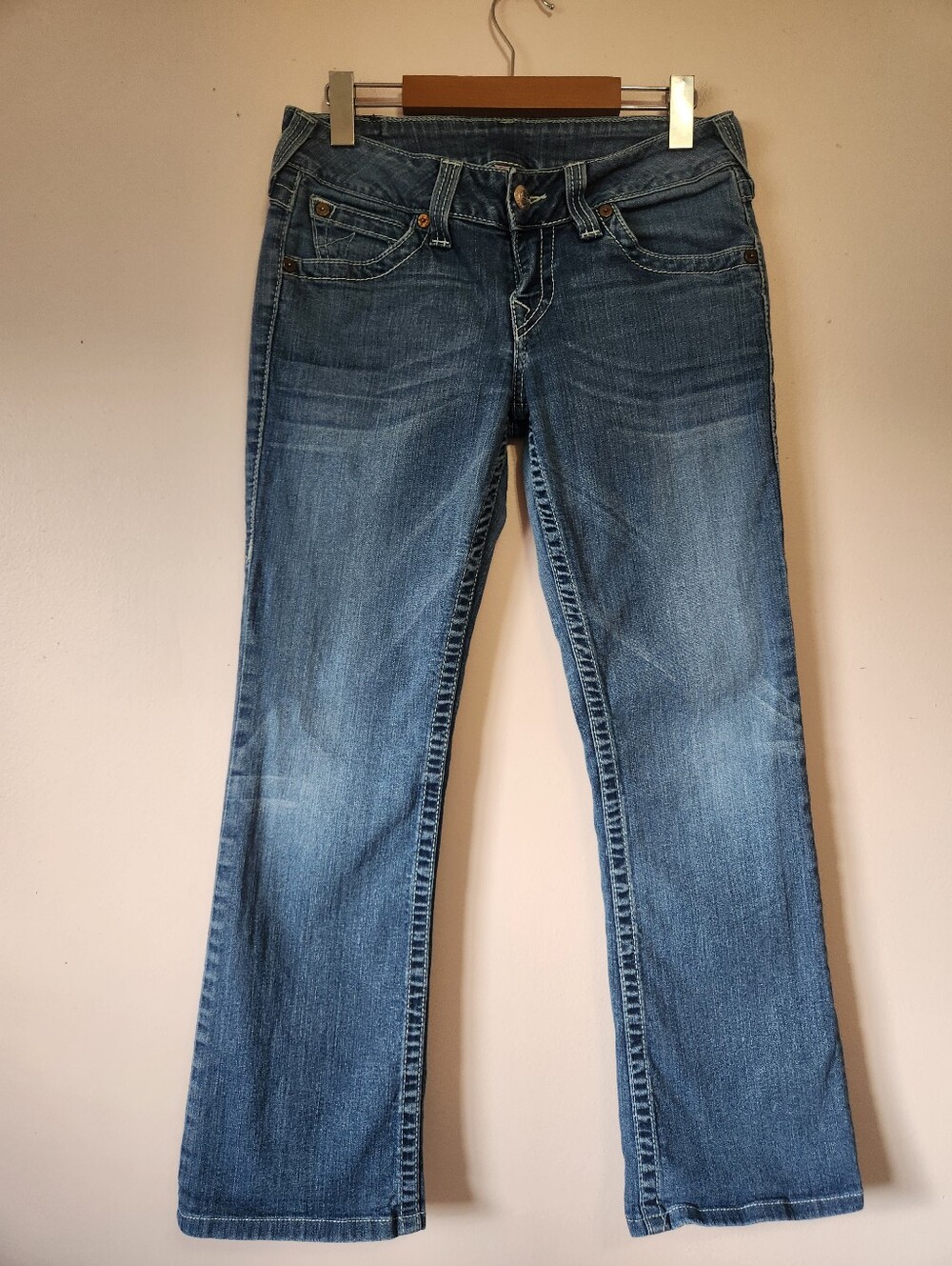 True Religion Vintage Hi-Rise Bootcut Jeans Flap Pocket Medium Wash Size 29 Like